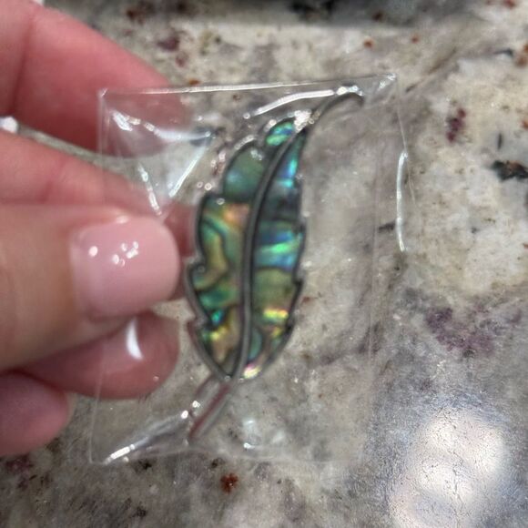 NEW Abalone Leaf Pin & Necklace 2 in One - Picture 5 of 11
